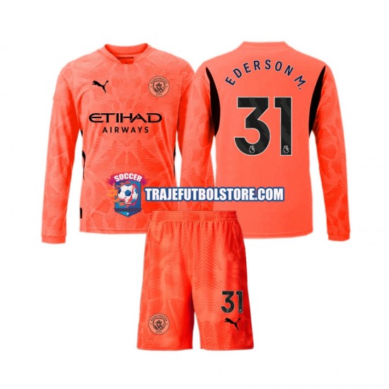 Camiseta 2ª Manchester City Ederson Moraes 31 Portero Niño 2024-2025 ML