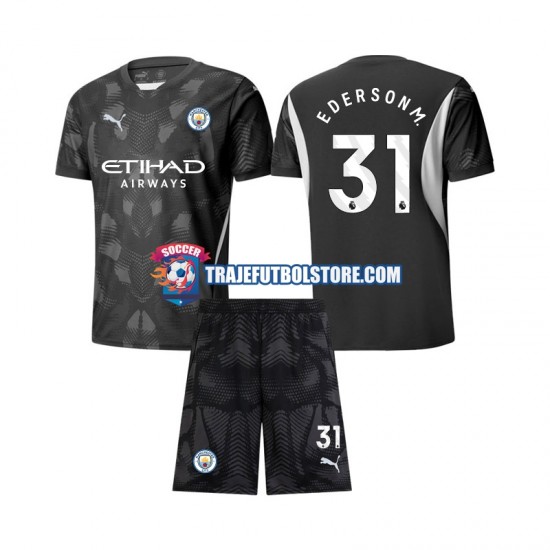 Camiseta 4ª Manchester City Ederson Moraes 31 Portero Niño 2024-2025 Manga Corta