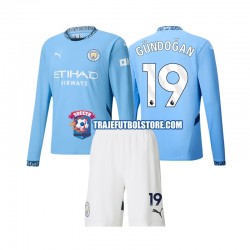 Camiseta 1ª Manchester City Gundogan 19 Niño 2024-2025 ML