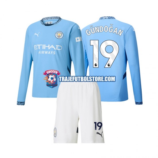 Camiseta 1ª Manchester City Gundogan 19 Niño 2024-2025 ML
