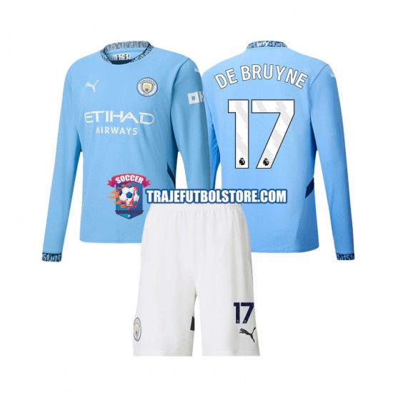 Camiseta 1ª Manchester City Kevin De Bruyne 17 Niño 2024-2025 ML