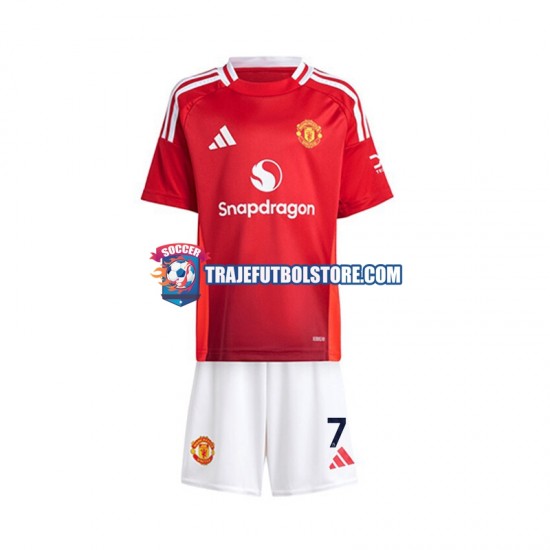 Camiseta 1ª Manchester United Beckham 7 Niño 2024-2025 Manga Corta