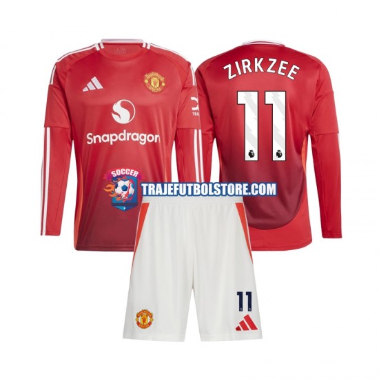 Camiseta 1ª Manchester United Joshua Zirkzee 11 Niño 2024-2025 ML