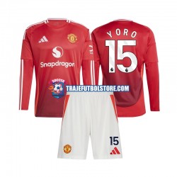 Camiseta 1ª Manchester United Leny Yoro 15 Niño 2024-2025 ML