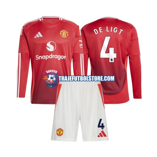 Camiseta 1ª Manchester United Matthijs de Ligt 4 Niño 2024-2025 ML