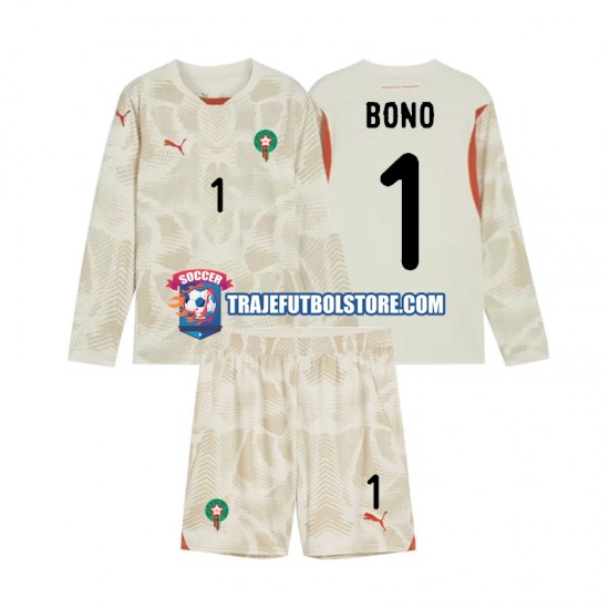 Camiseta 2ª Marruecos Yassine Bounou 1 Portero Niño 2024 ML