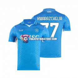 Camiseta 1ª Napoli Khvicha Kvaratskhelia 77 Hombre 2024-2025 Manga Corta