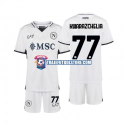 Camiseta 2ª Napoli Khvicha Kvaratskhelia 77 Niño 2024-2025 Manga Corta