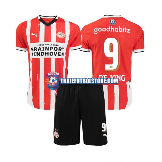 Camiseta 1ª PSV Eindhoven DE JONG 9 Niño 2024-2025 Manga Corta