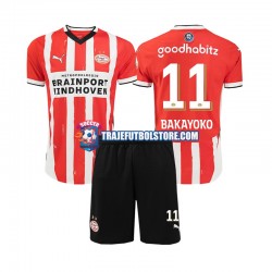 Camiseta 1ª PSV Eindhoven Johan Bakayoko 11 Niño 2024-2025 Manga Corta