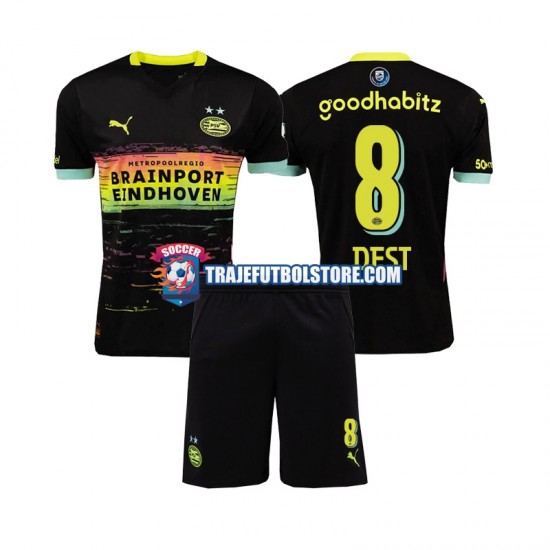 Camiseta 2ª PSV Eindhoven Sergino Dest 8 Niño 2024-2025 Manga Corta