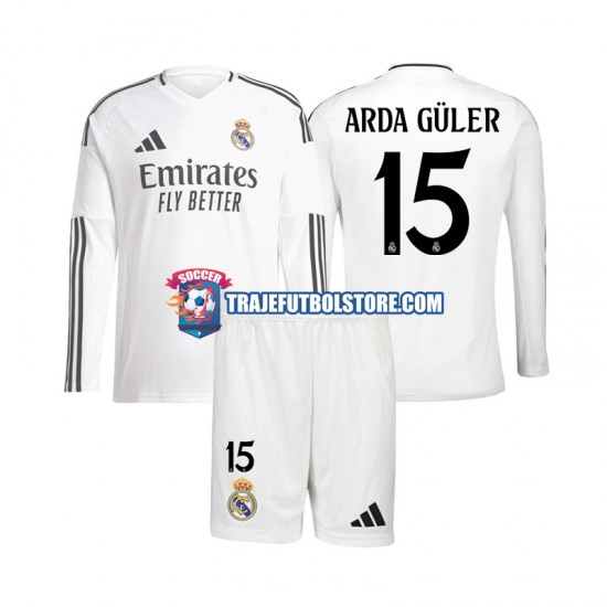 Camiseta 1ª Real Madrid Arda Guler 15 Niño 2024-2025 ML
