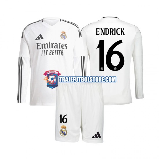 Camiseta 1ª Real Madrid Endrick 16 Niño 2024-2025 ML