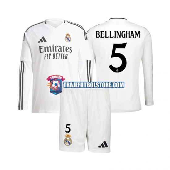 Camiseta 1ª Real Madrid Jude Bellingham 5 Niño 2024-2025 ML