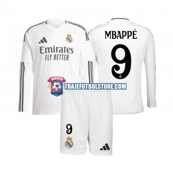Camiseta 1ª Real Madrid Mbappé Kylian 9 Niño 2024-2025 ML