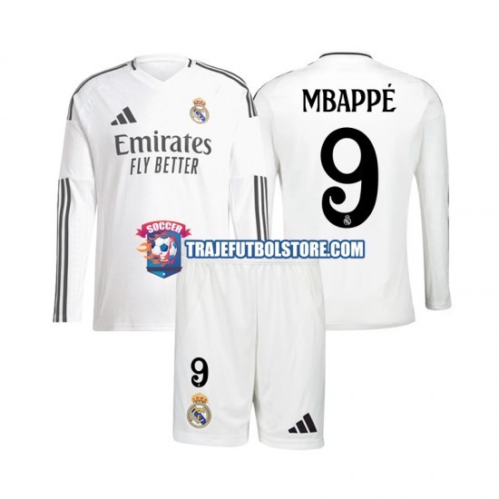 Camiseta 1ª Real Madrid Mbappé Kylian 9 Niño 2024-2025 ML