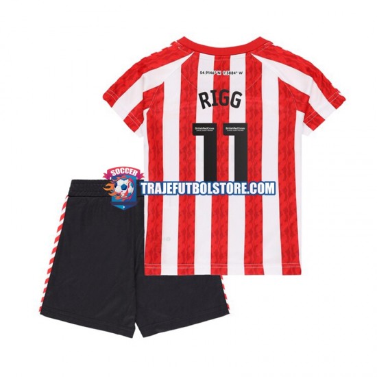 Camiseta 1ª Sunderland Chris Rigg 11 Niño 2024-2025 Manga Corta
