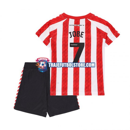 Camiseta 1ª Sunderland Jobe Bellingham 7 Niño 2024-2025 Manga Corta
