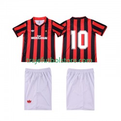 Camiseta 1ª AC Milan 10 1990 1991 Retro Niño Manga Corta