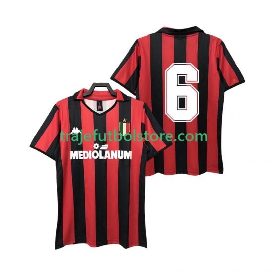 Camiseta 1ª AC Milan 6 1988 1989 Retro Hombre Manga Corta