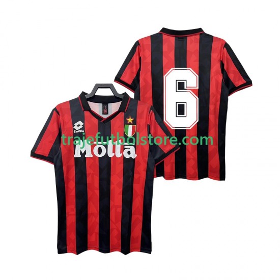 Camiseta 1ª AC Milan 6 1993 Retro Hombre 1994 Manga Corta
