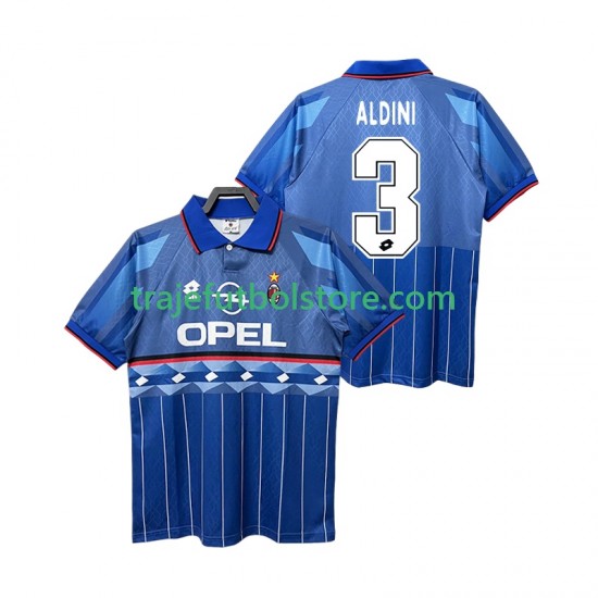 Camiseta 2ª AC Milan ALDINI 3 1995 1996 Retro Hombre Manga Corta