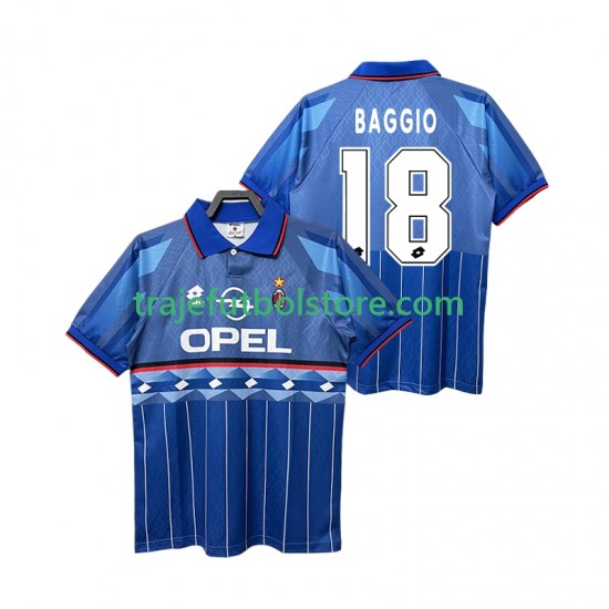 Camiseta 2ª AC Milan BAGGIO 18 1995 1996 Retro Hombre Manga Corta