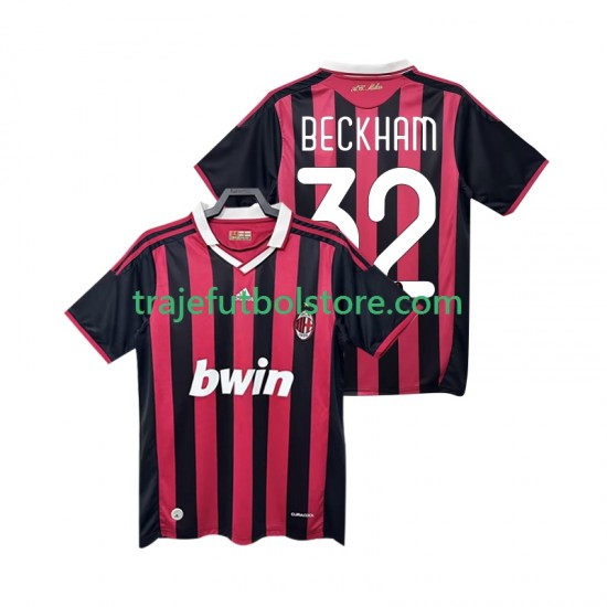 Camiseta 1ª AC Milan BECKHAM 32 2009 Retro Hombre 2010 Manga Corta