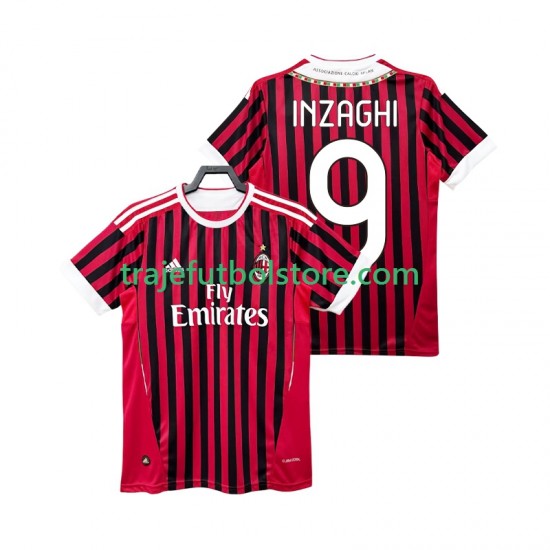 Camiseta 1ª AC Milan INZAGHI 9 2012 Retro Hombre 2011 Manga Corta