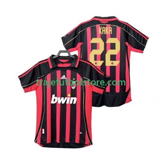 Camiseta 1ª AC Milan KAKA 22 2007 Retro Hombre 2006 Manga Corta