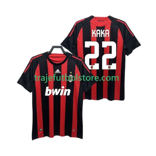 Camiseta 1ª AC Milan KAKA 22 2009 Retro Hombre 2008 Manga Corta