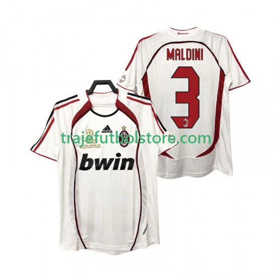 Camiseta 2ª AC Milan MALDINI 3 2007 Retro Hombre 2006 Manga Corta