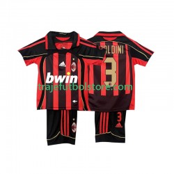 Camiseta 1ª AC Milan MALDINI 3 2007 Retro Niño 2006 Manga Corta