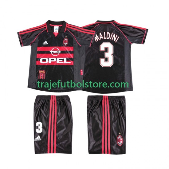 Camiseta 3ª AC Milan MALDINI 3 Retro Niño 1998 1999 Manga Corta