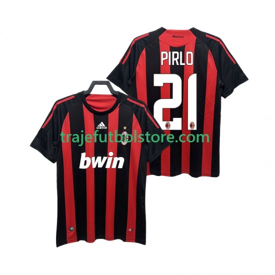 Camiseta 1ª AC Milan RIRLO 21 2009 Retro Hombre 2008 Manga Corta
