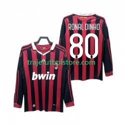 Camiseta 1ª AC Milan RONALDINHO 80 2009 Retro Hombre 2010 ML
