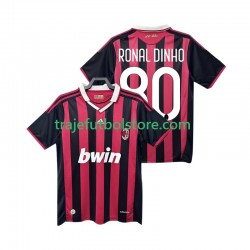 Camiseta 1ª AC Milan RONALDINHO 80 2009 Retro Hombre 2010 Manga Corta
