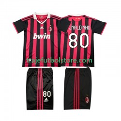 Camiseta 1ª AC Milan RONALDINHO 80 2009 Retro Niño 2010 Manga Corta