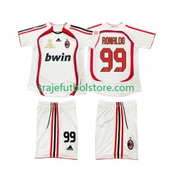 Camiseta 2ª AC Milan RONALDO 9 2007 Retro Niño 2006 Manga Corta