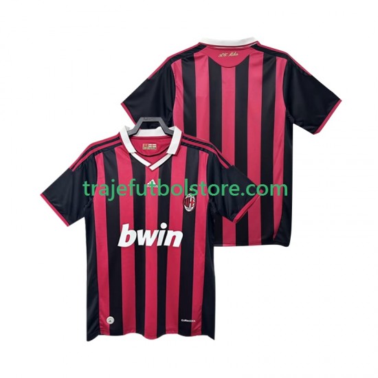 Camiseta 1ª AC Milan 2009 Retro Hombre 2010 Manga Corta
