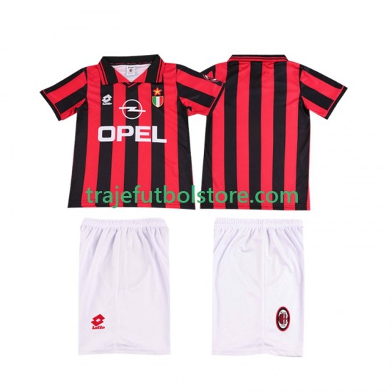 Camiseta 1ª AC Milan 1996 1997 Retro Niño Manga Corta