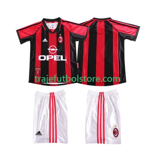 Camiseta 1ª AC Milan Retro Niño 1998 1999 Manga Corta