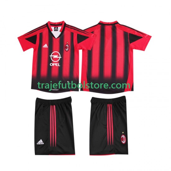 Camiseta 1ª AC Milan 2005 Retro Niño 2004 Manga Corta