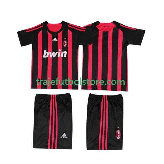 Camiseta 1ª AC Milan 2009 Retro Niño 2008 Manga Corta