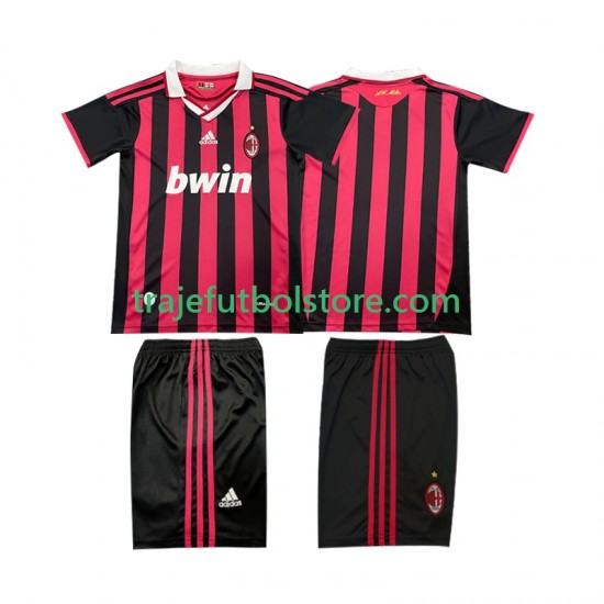 Camiseta 1ª AC Milan 2009 Retro Niño 2010 Manga Corta