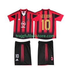 Camiseta 1ª AC Milan SEEDORF 10 2005 Retro Niño 2004 Manga Corta