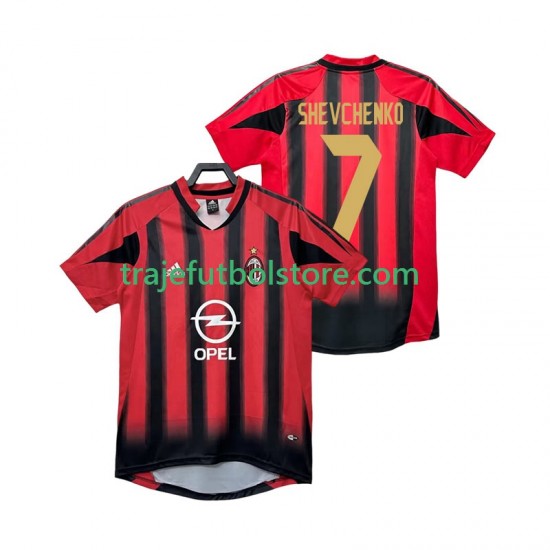 Camiseta 1ª AC Milan SHEVCHENKO 7 2005 Retro Hombre 2004 Manga Corta