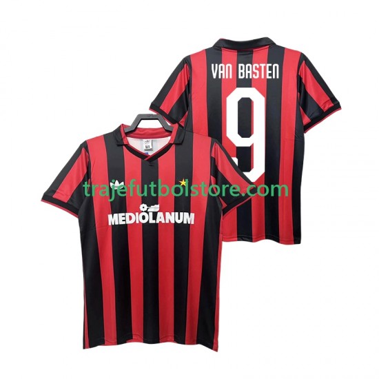 Camiseta 1ª AC Milan VAN BASTEN 9 1990 1991 Retro Hombre Manga Corta