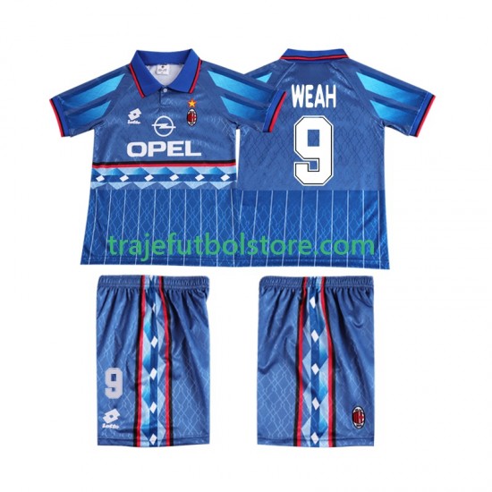 Camiseta 2ª AC Milan WEAH 9 1995 1996 Retro Niño Manga Corta