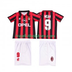 Camiseta 1ª AC Milan WEAH 9 1996 1997 Retro Niño Manga Corta